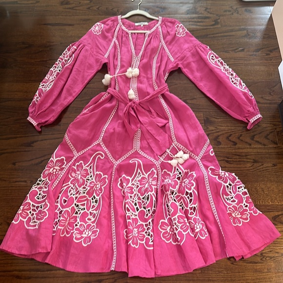 March 11 Dragon Flower Fuchsia Linen Dress Size XS - Picture 7 of 8